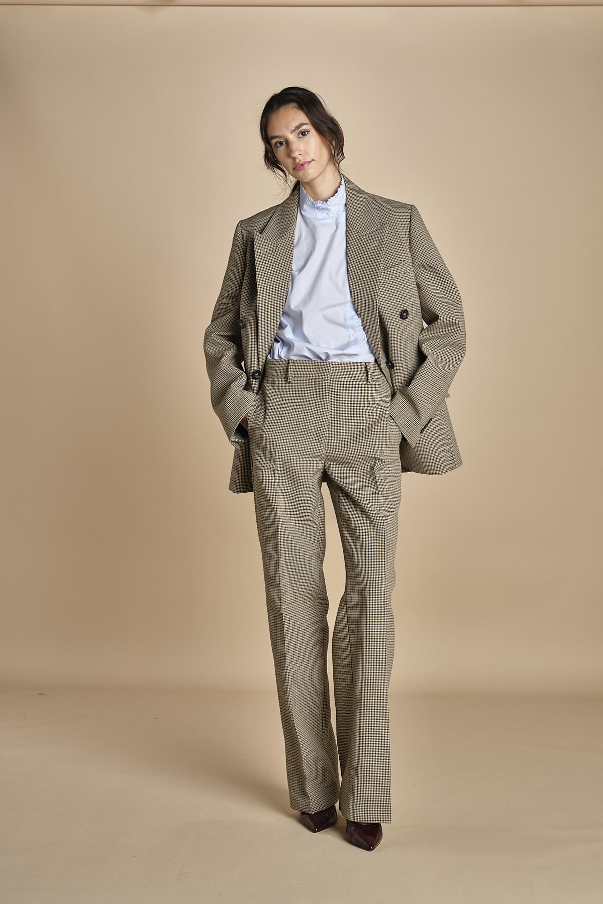 pantalone in piede de poule B032-5268-QA21 CAMMELLO MORO n21 