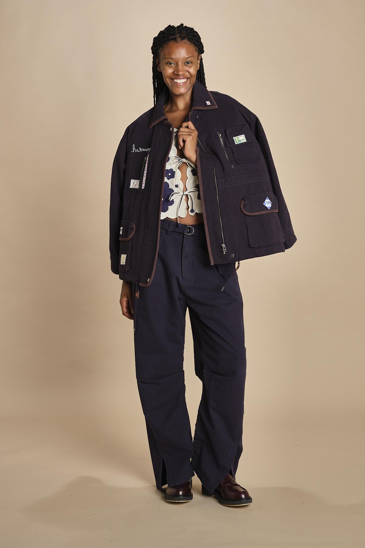 top manica lunga con fiori grandi CATRINE 007 BLUE BLUE sea ny 