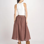gonna in lino con coulisse MARTINA SOFTLINEN BROWN true avenue 