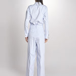 pantalone con pinces in popeline B043-0187-6311 CELESTE n21 