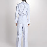 pantalone con pinces in popeline B043-0187-6311 CELESTE n21 