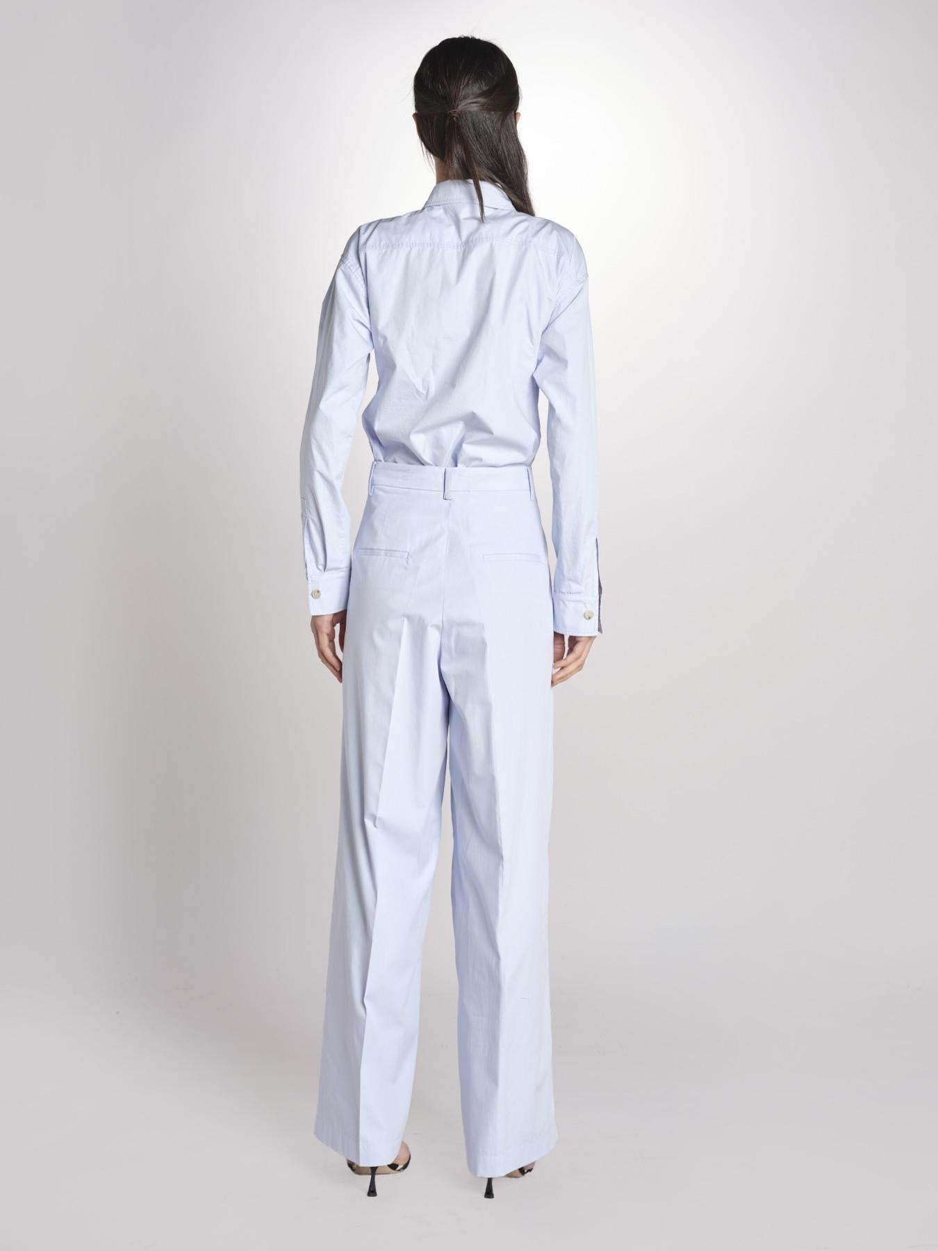 pantalone con pinces in popeline B043-0187-6311 CELESTE n21 