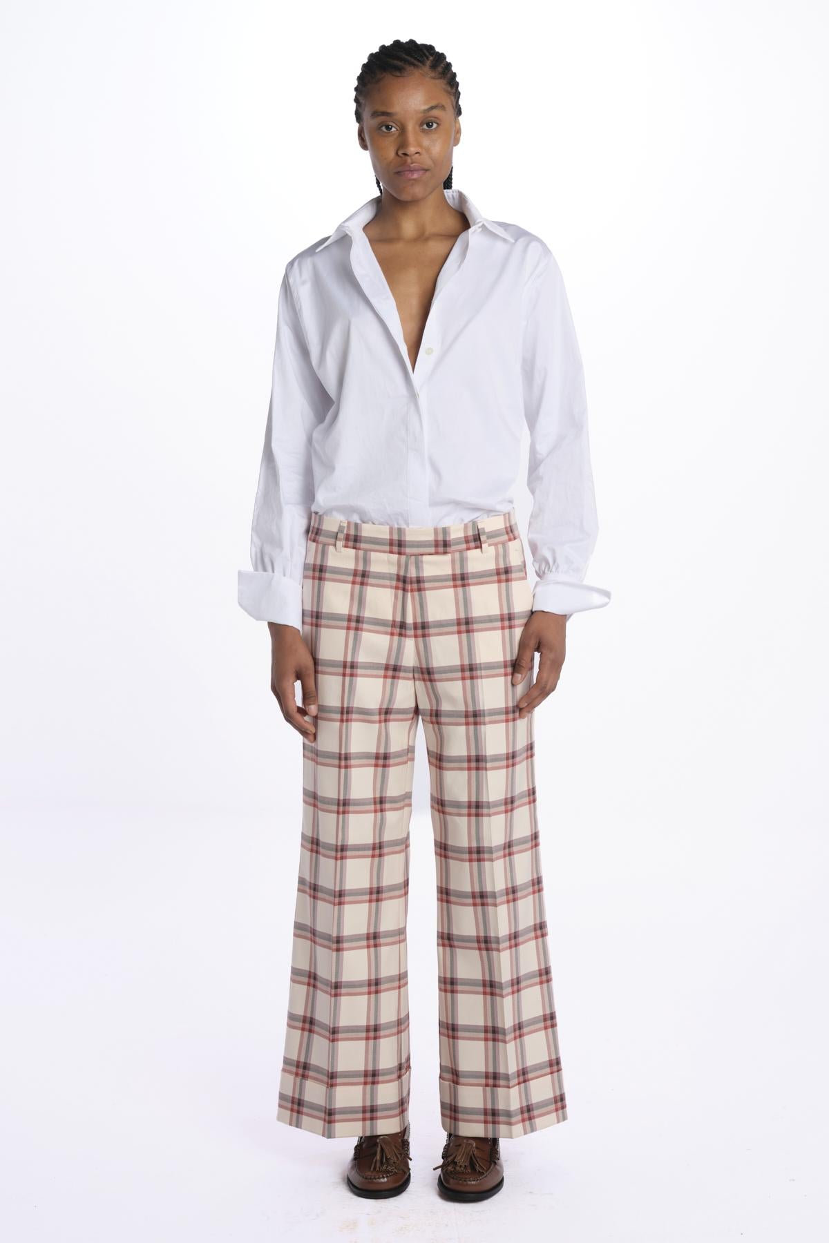 Pantalone MELODIA quadretti con risvolto MELODIA65210809 34 quelledue 