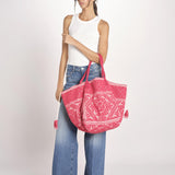 shopping quadrata dipinta a mano SHQM-26E18- R 05 RED le daf 