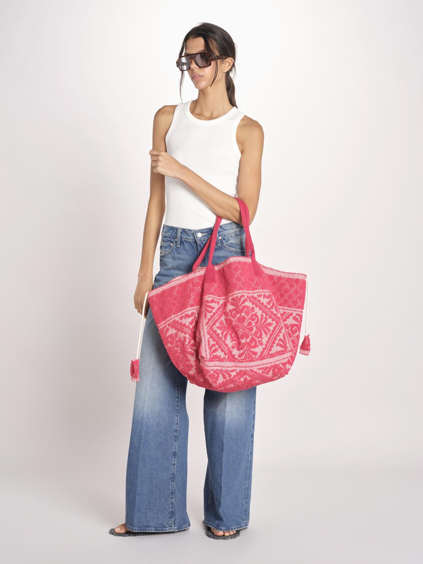 shopping quadrata dipinta a mano SHQM-26E18- R 05 RED le daf 