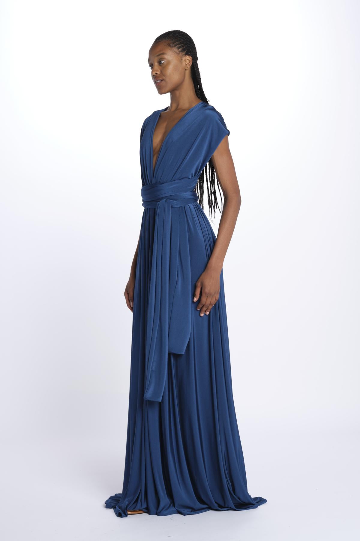 ALLUIM DRESS abito lungo ALLIUM DARK PETROL nash 