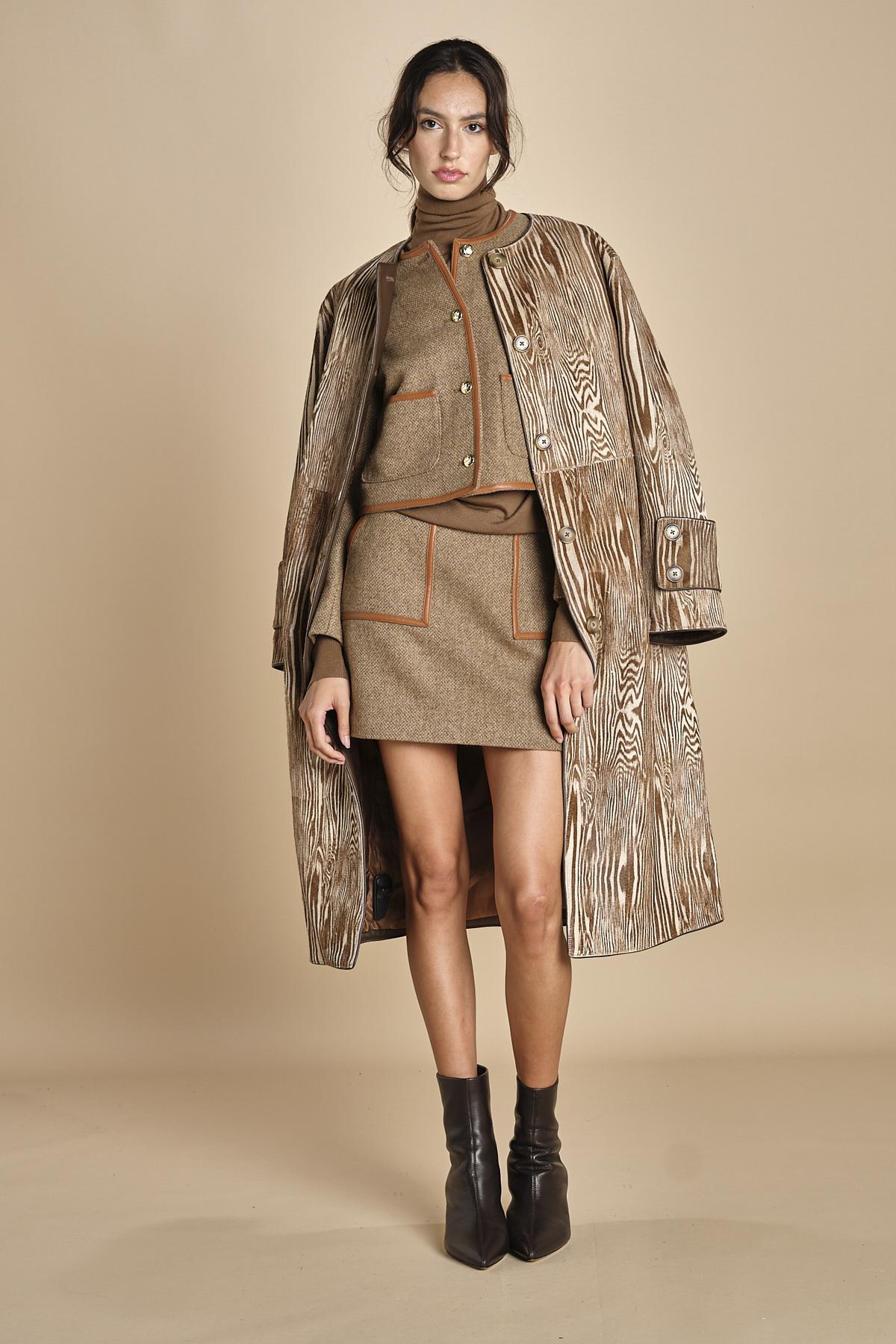 gonna con bordo in pelle ANDINE TAUPE malina 