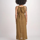 abito lungo BE25245 KHAKI WHINE benaras soleil 