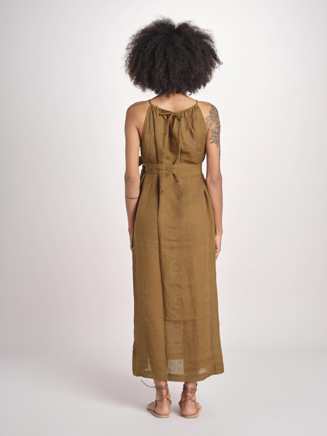 abito lungo BE25245 KHAKI WHINE benaras soleil 