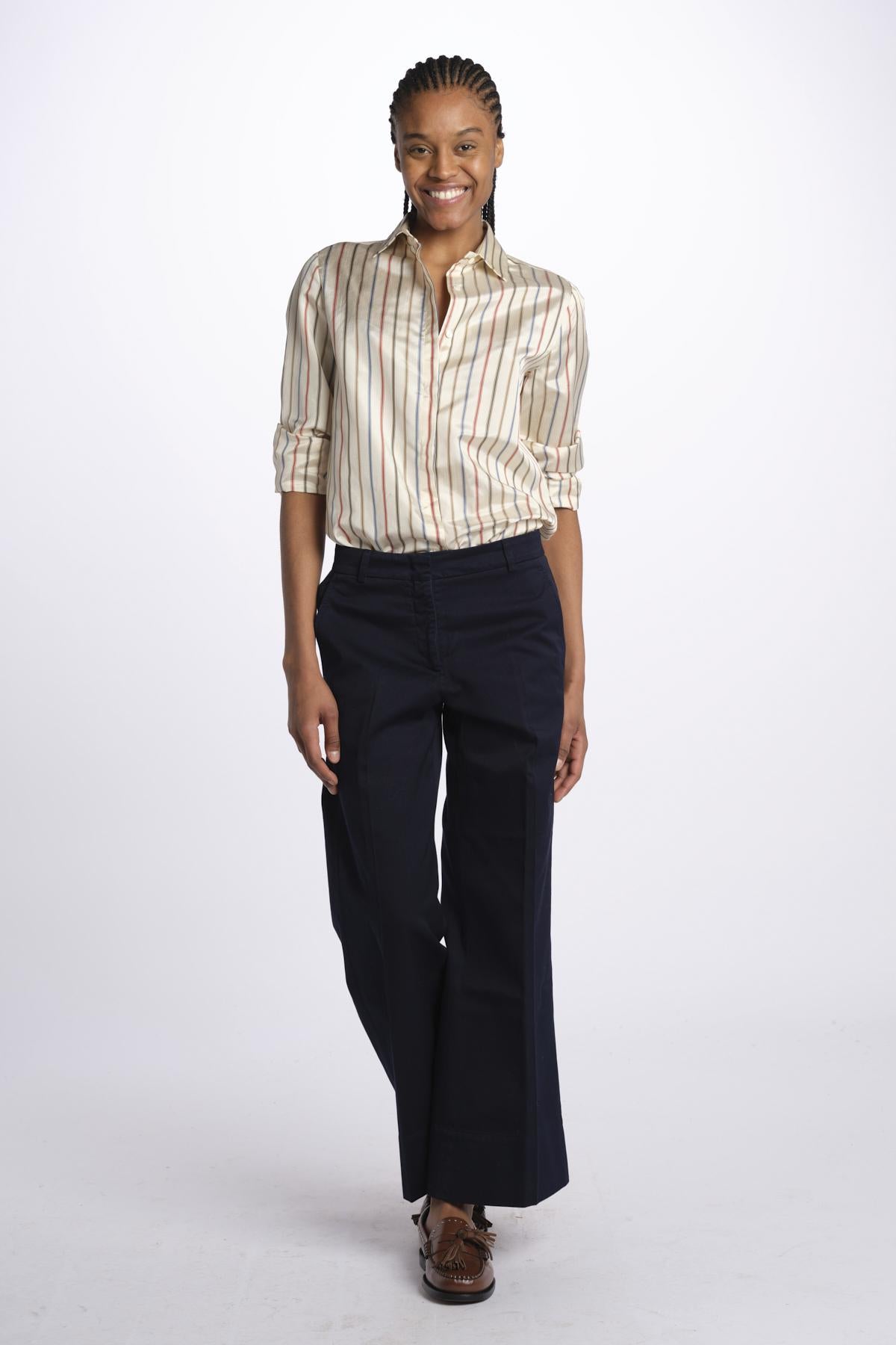 Pantalone MELODY D cropped cotone tinto capo MELODYD408801 80 quelledue 