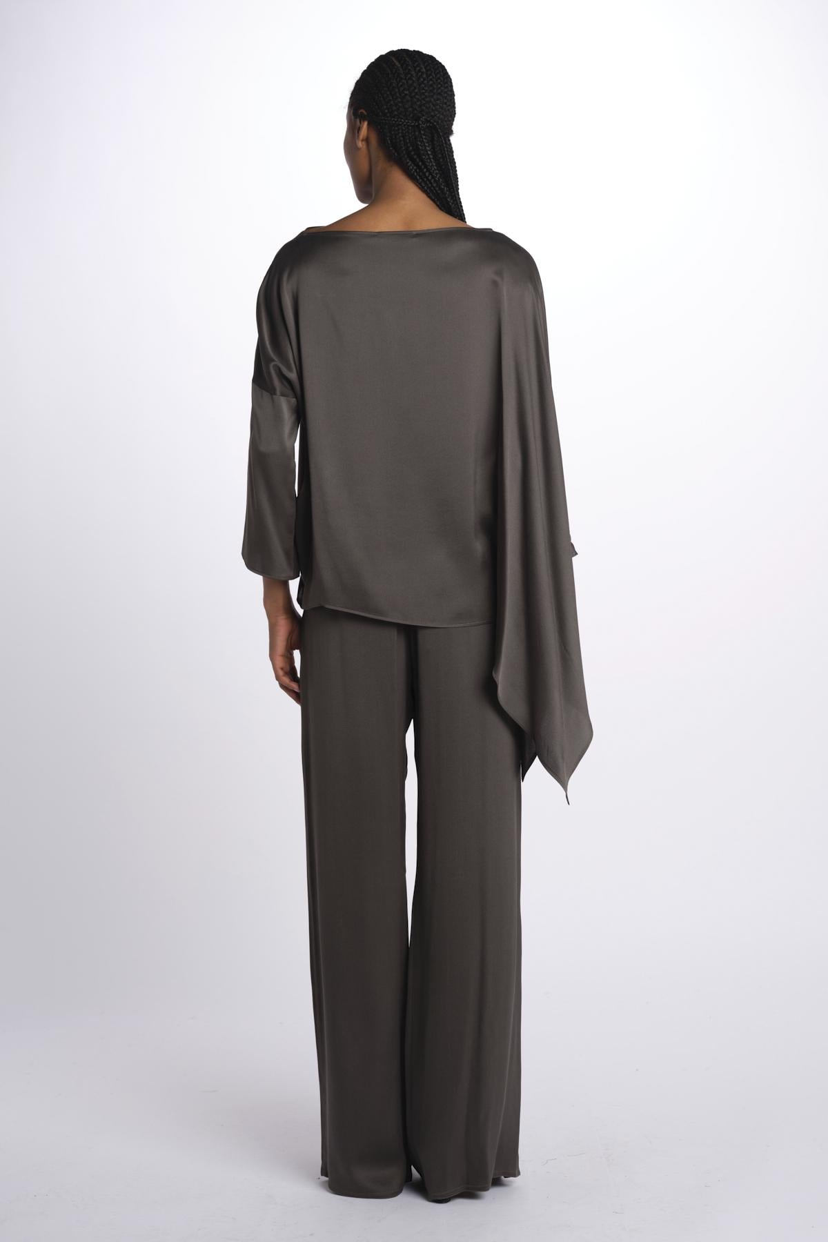 2881 camicia asimmetrica in crepe satin 2881 STONE dusan 