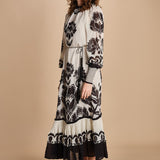abito lungo con stampa a fiori FLORA ARABESQUE 339998 CREAM farm rio 