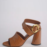 Sandalo ALLEGRA 90 MULE tacco largo F819CRC CAMEL studio AMELIA 