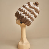 cappello lana a righe con pon pon H520 V7 exQUISITEJ 