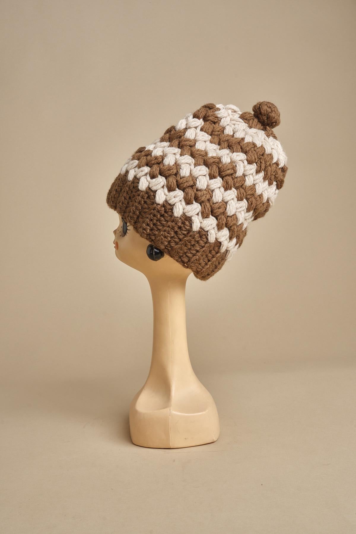cappello lana a righe con pon pon H520 V7 exQUISITEJ 