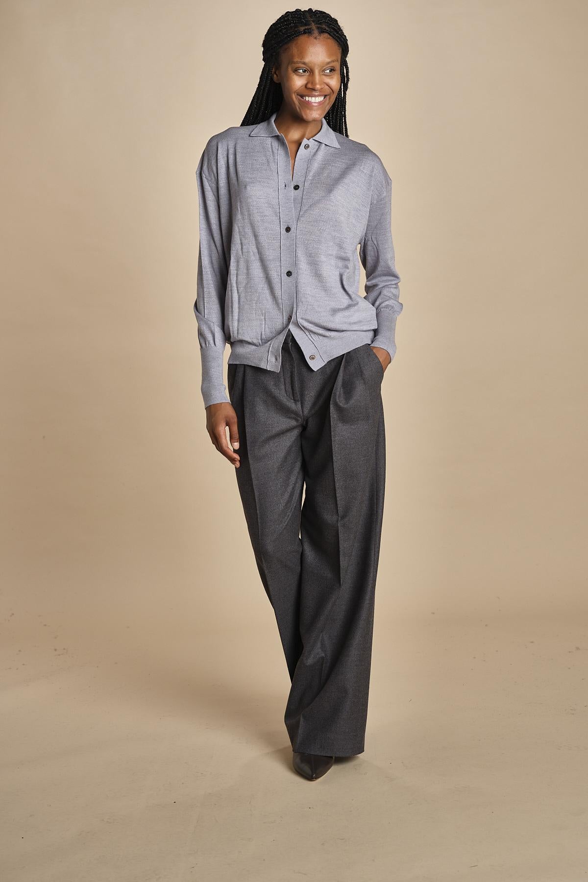 camicia over in lana merino MIL LAU20 E20181 GRGIO CHIARO milaura 