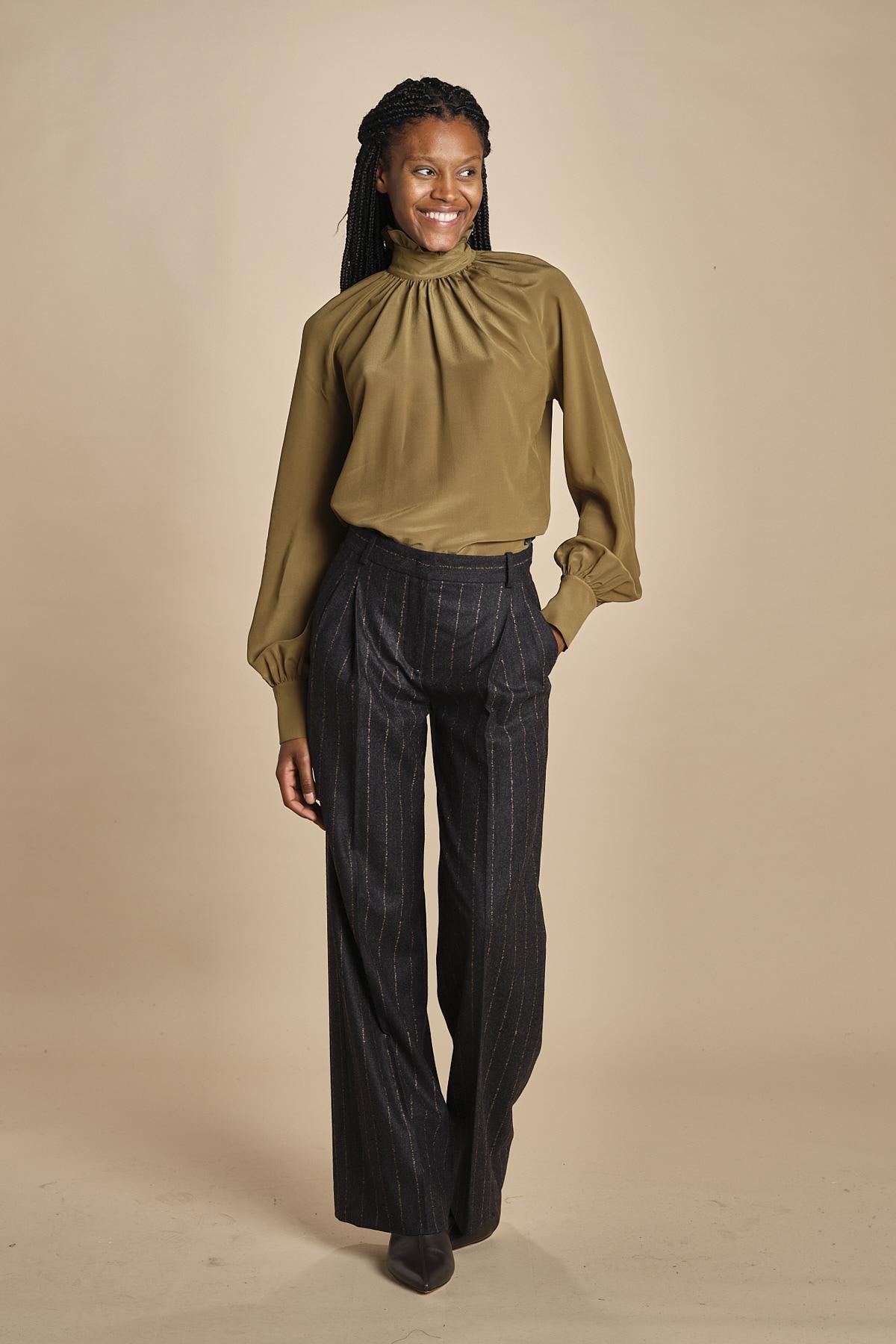 pantalone gessato con pinces MAFALDA 357507146 73 quelledue 