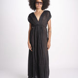 abito con nervature legato in vita MIKONBLK NOIR laraethnics 