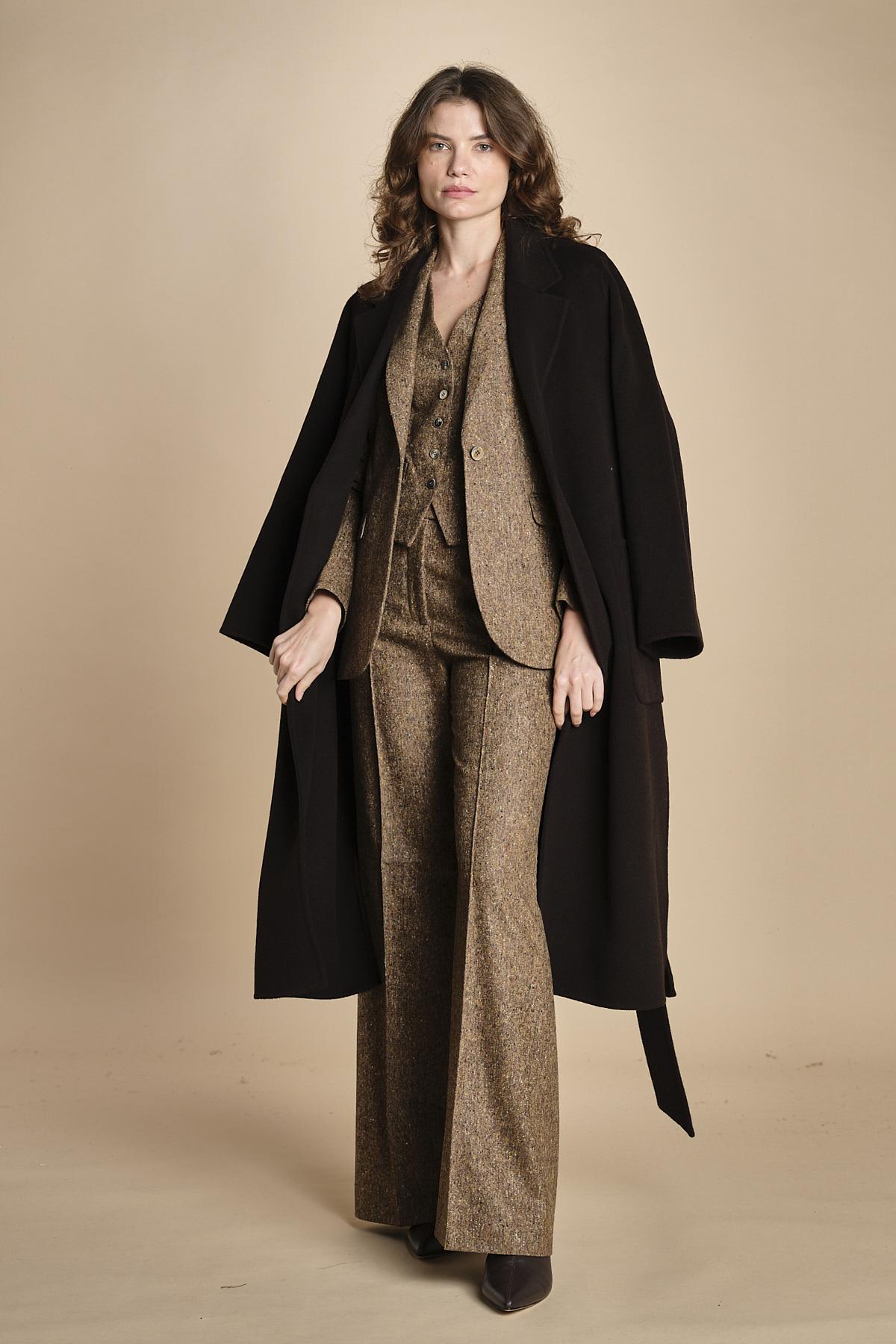 pantalone lungo e stretto con nervature in occhio di pernice OTTAVIA 673932 19 quelledue 