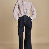 camicia voille lana con rouches MAGRITTE RED_WHITE CHECKS laurence bras 