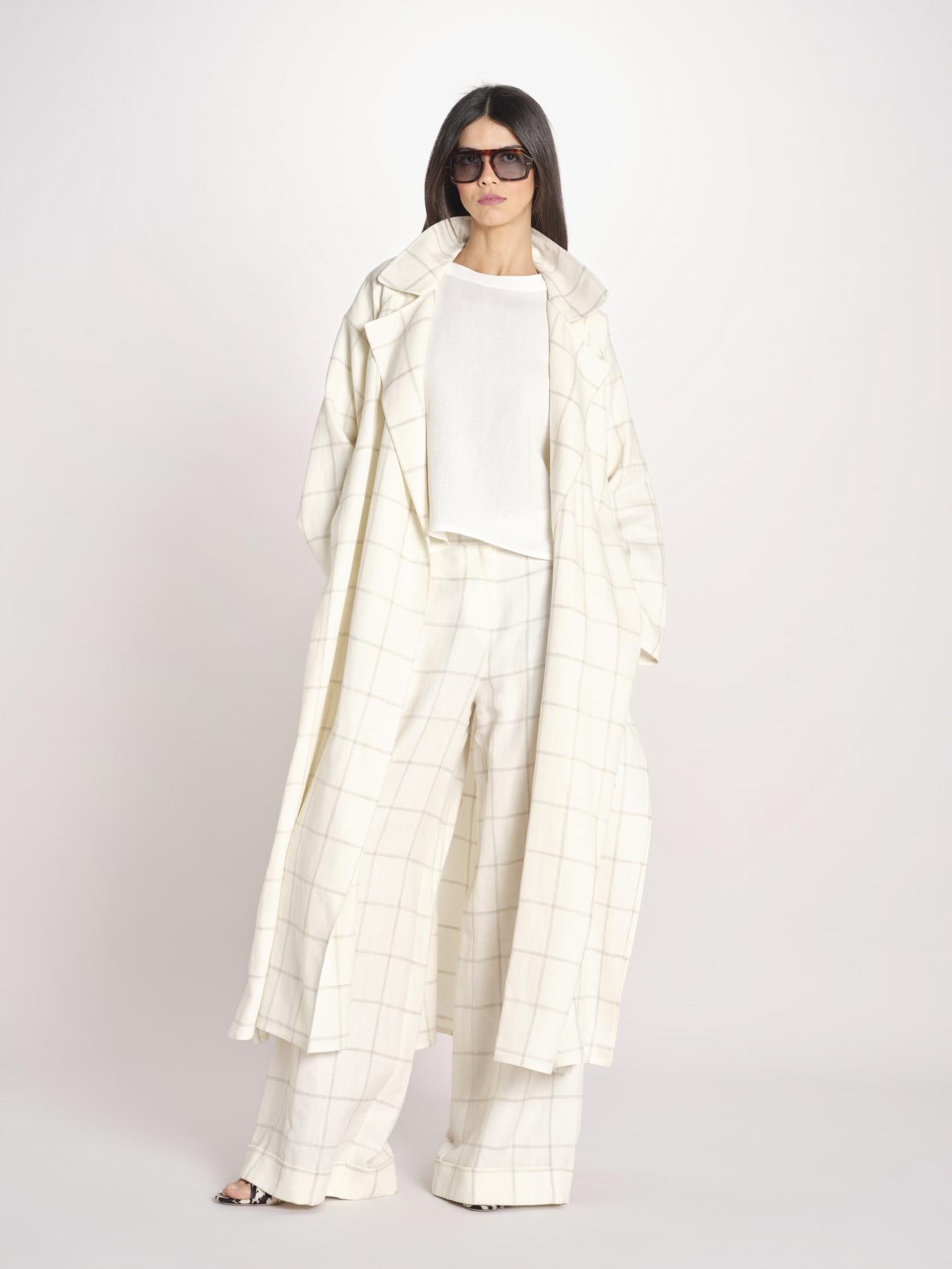 pantalone a quadri U3211R IVORY dusan 