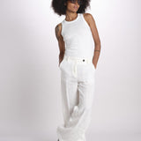pantalone in lino LAMIA M29D0LAMIA_T3290 Q001 BIANCO massimo alba 