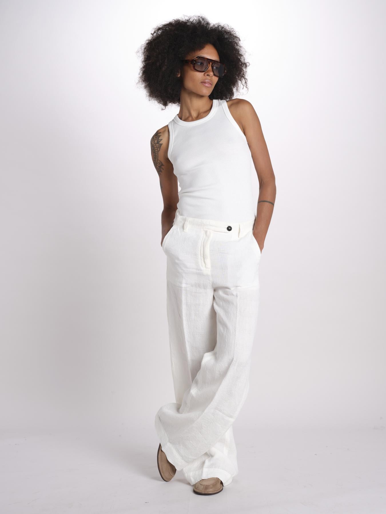 pantalone in lino LAMIA M29D0LAMIA_T3290 Q001 BIANCO massimo alba 