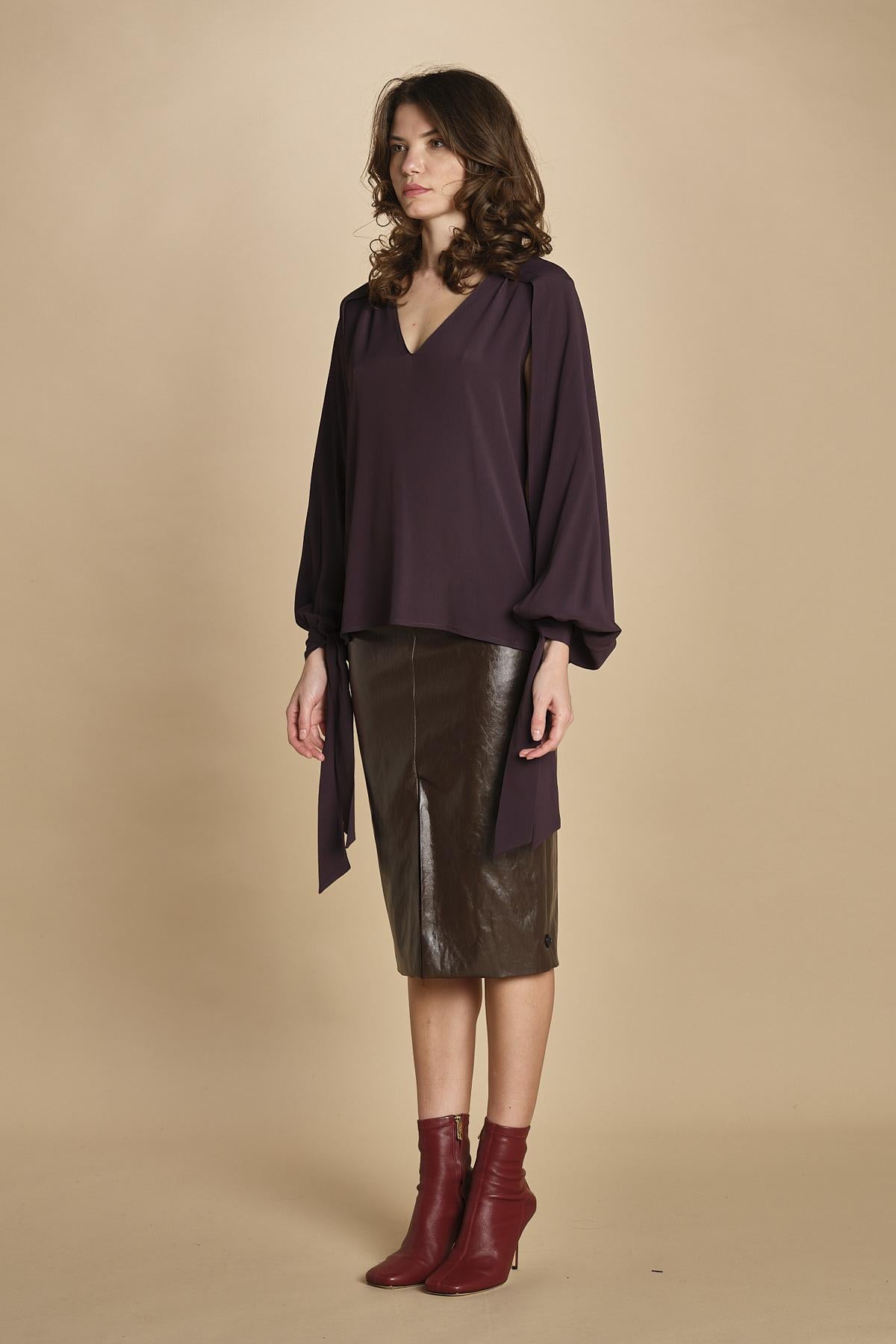 camicia in seta con maniche aperte 31102-304 MELANZANA 18 federica tosi 