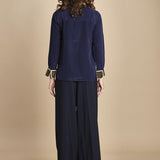 camicia con collo e polsi a contrasto CR_3069T NAVY bodice 