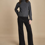 denim a zampa con taschine FAUVE BLACK fam 