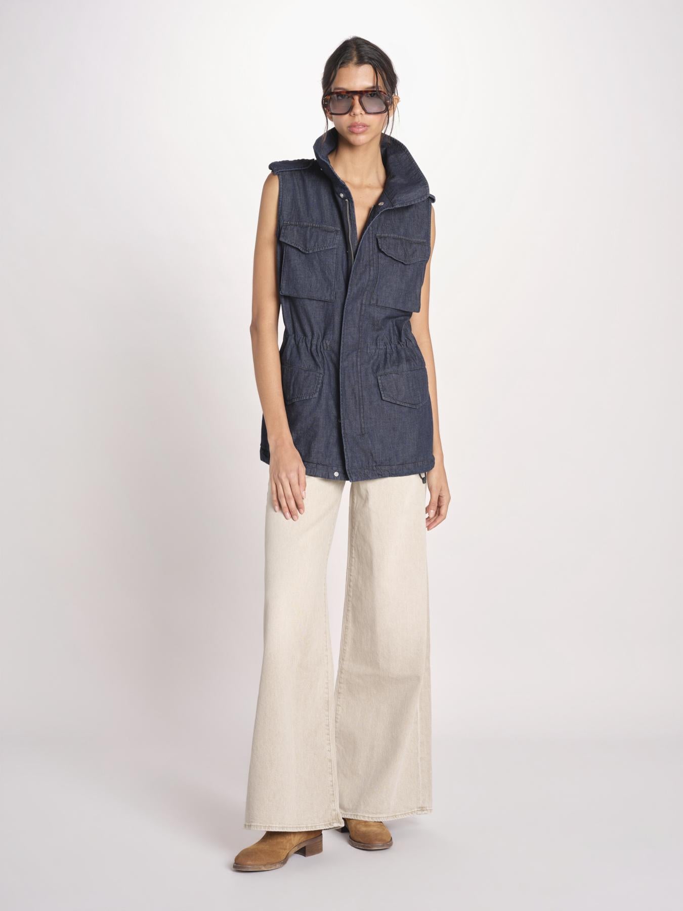 gilet sahariana in denim 1306 01998 DENIM SCURO aspesi 