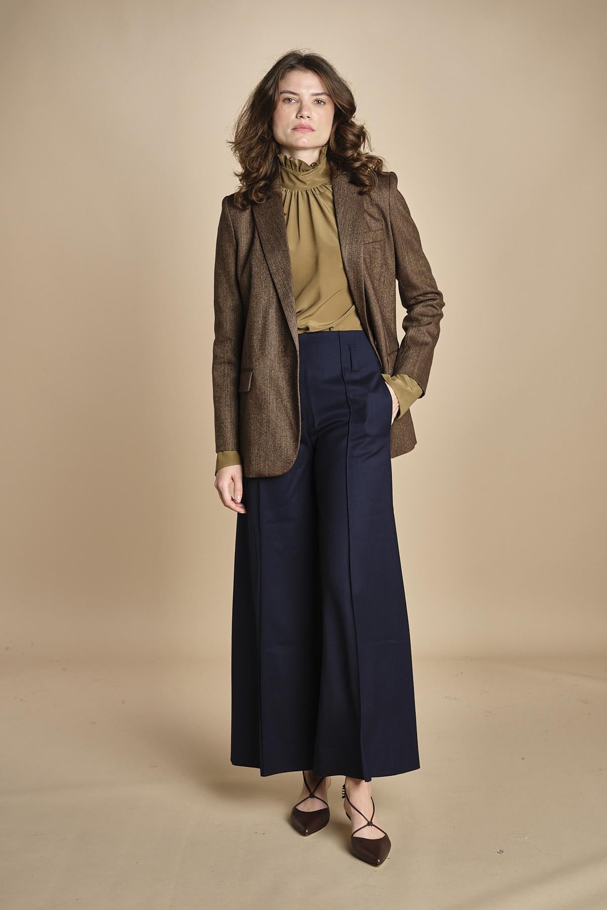 pantalone over con nervature in gabardine ORIANA 540339 15 quelledue 