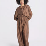 pantalone in mussola con elastico DORA 3119 T0161 CHOCOLATE T0032 the latest 