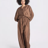 pantalone in mussola con elastico DORA 3119 T0161 CHOCOLATE T0032 the latest 