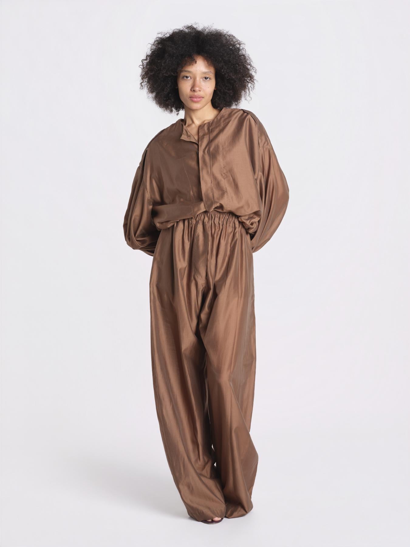 pantalone in mussola con elastico DORA 3119 T0161 CHOCOLATE T0032 the latest 