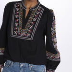 Camicia ricamo punto croce CALOE BLEUNUIT ba&sh 