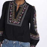 Camicia ricamo punto croce CALOE BLEUNUIT ba&sh 