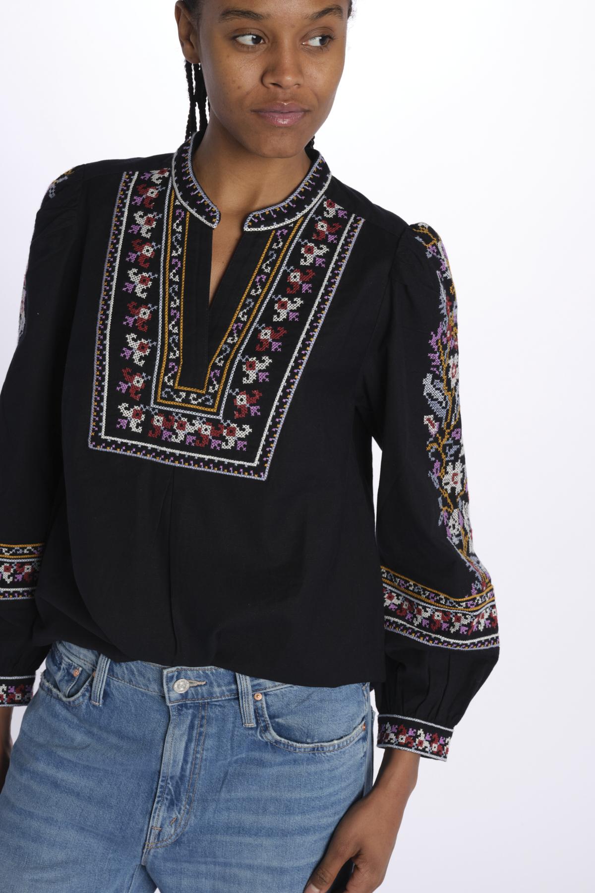 Camicia ricamo punto croce CALOE BLEUNUIT ba&sh 