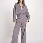 pantalone dritto con elastico in popeline ASTRID STRO07 IRON nine in the morning 