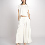 pantalone in crepe CHARLIZE MJD238_76C555 ECRU jejia 