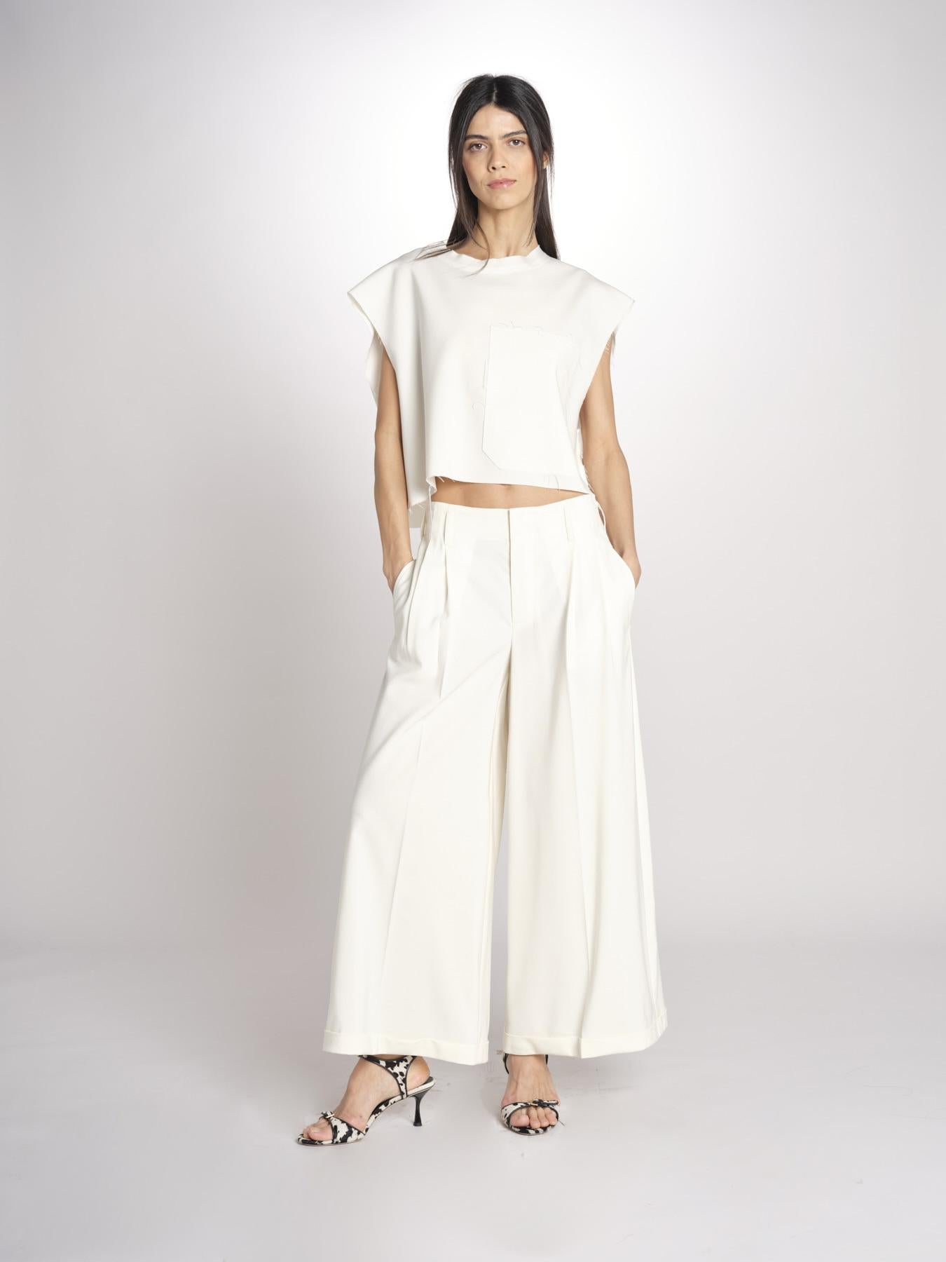 pantalone in crepe CHARLIZE MJD238_76C555 ECRU jejia 