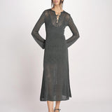 abito lungo con  manica lunga in maglia EZILDA 5EVC18-V08607 VERT BOUTEILLE vanessa bruno 