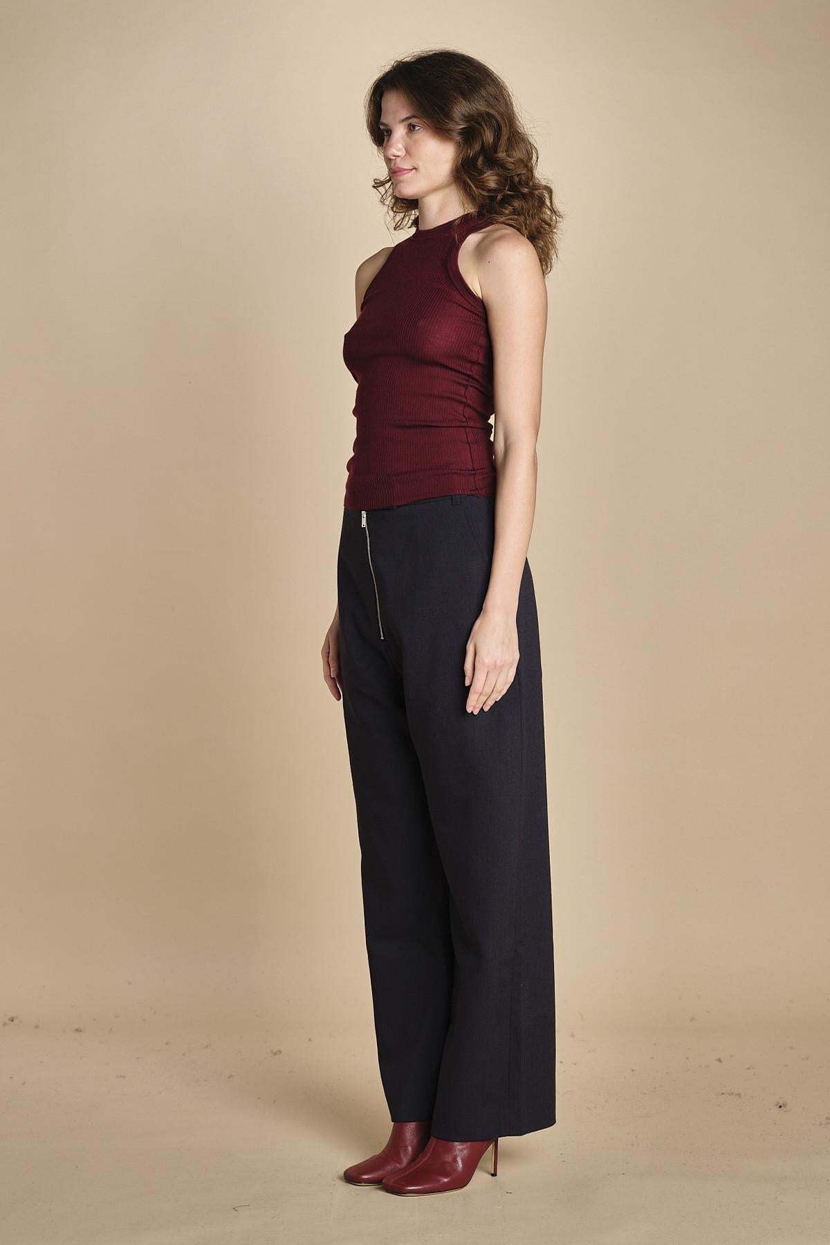 top americano a costine in lana merino LAU28 E14015 BORDEAUX milaura 