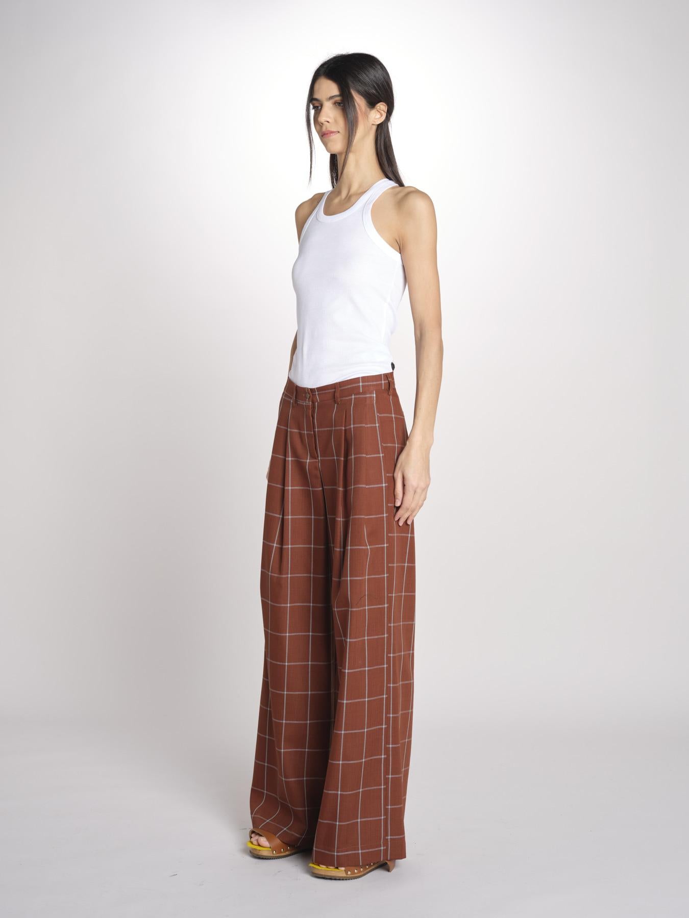 pantaloni check KATHERINE MJD217_LOVECH BURNT CHECK jejia 