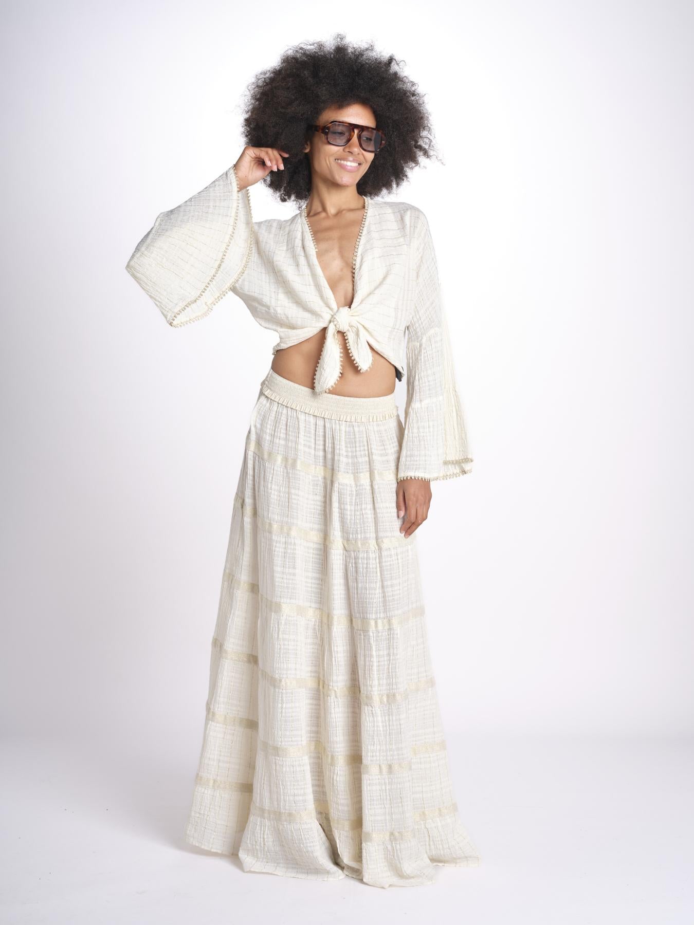 gonna lunga in lurex gessato SERENA OFF WHITE christianzen 