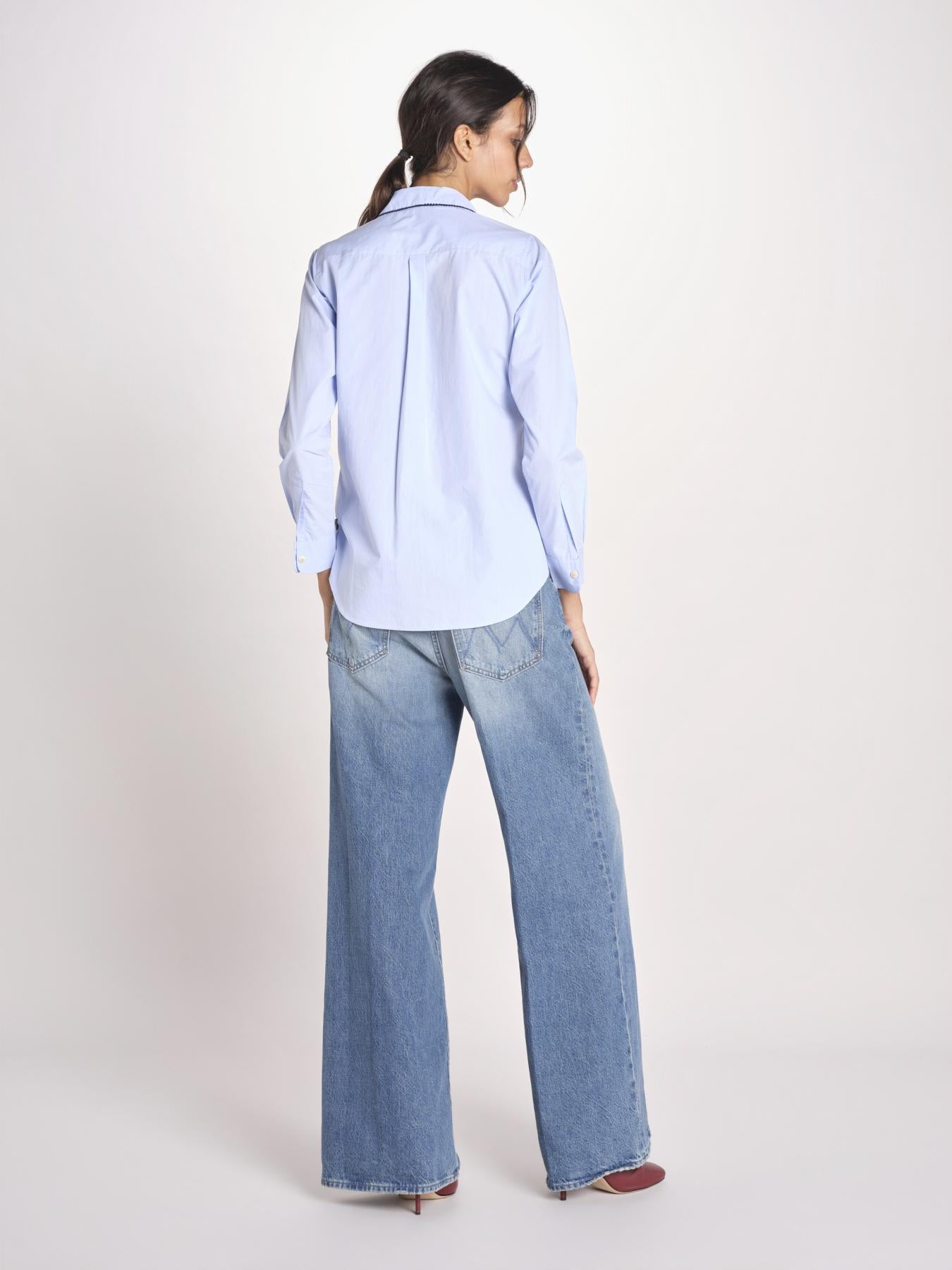 camicia con plastron ricamato SAVOY BLUE jupe by jackie 