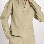 camicia in canvas G011-0212-1186 KAKI CHIARO n21 