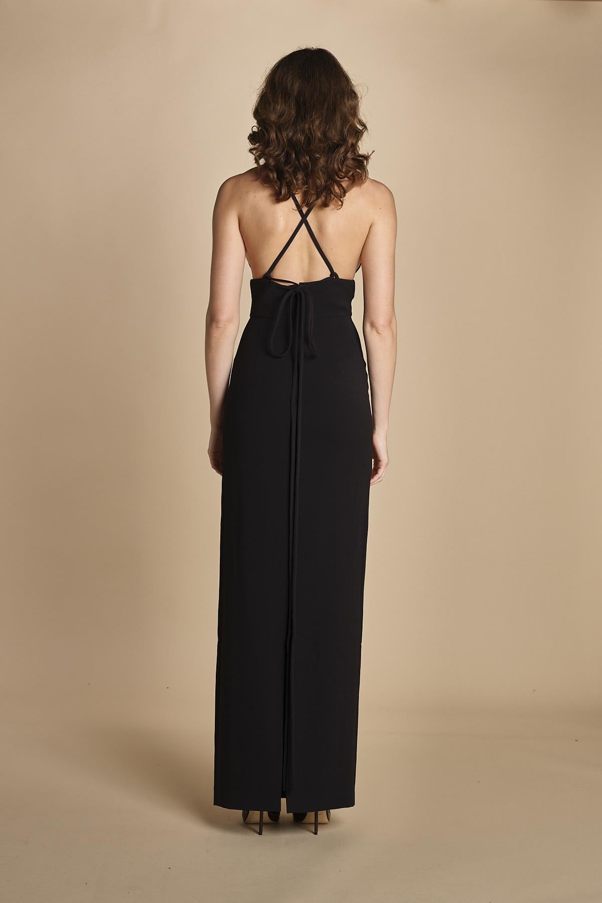 maxidress con spalline sottili incrociate MILLY BLACK solace 