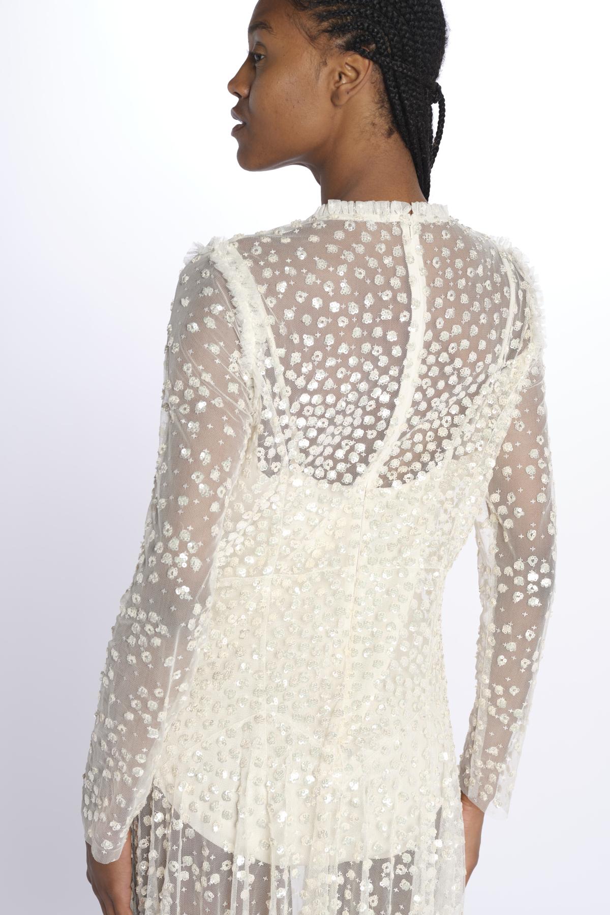 LEILA DOT SHEER LEILA DOT SHEER ANKLE GOWN CREAM needle & tread 