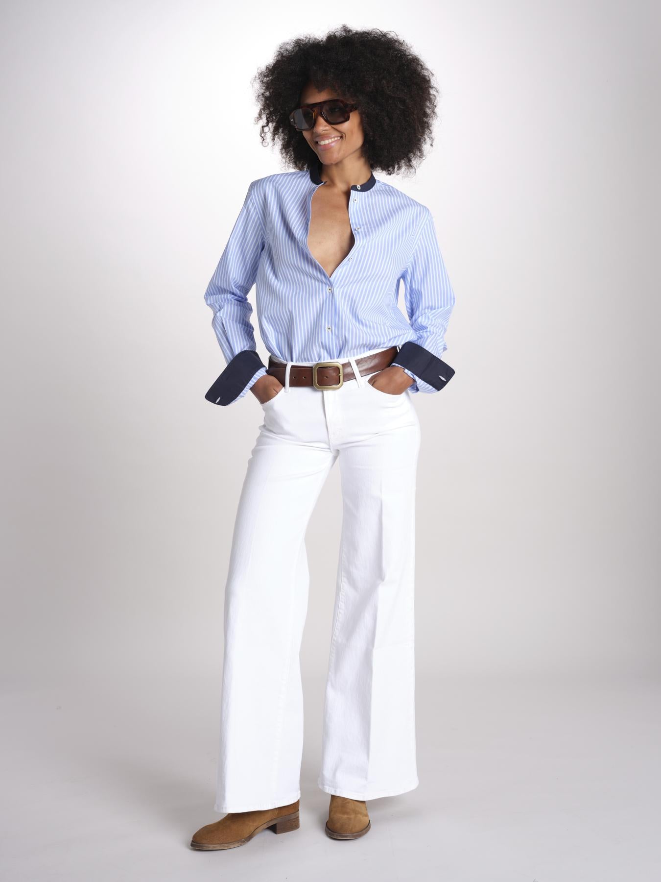 camicia a righe con collo guru MICA5630 BA milaura 